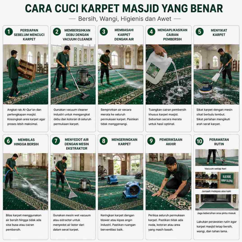 Cuci Karpet Masjid Yang Benar Untuk Menjaga Kenyamanan Jamaah